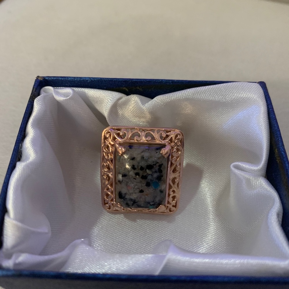Peruvian Pink Opal & Thai Black Spinel Ring Size 7